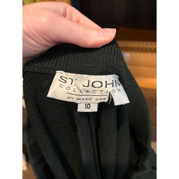 Vintage St. John Collection By Marie Gray Dark Green Santana Knit Pants Size 10 - Picture 3 of 5